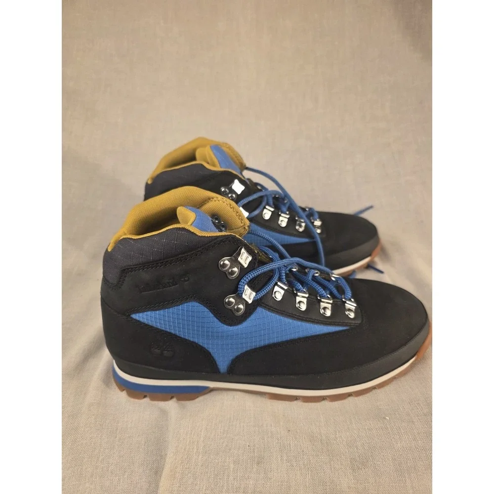 Timberland Euro Hiker Black Nubuck And Blue Size 11 Mid Hiker Worn Once